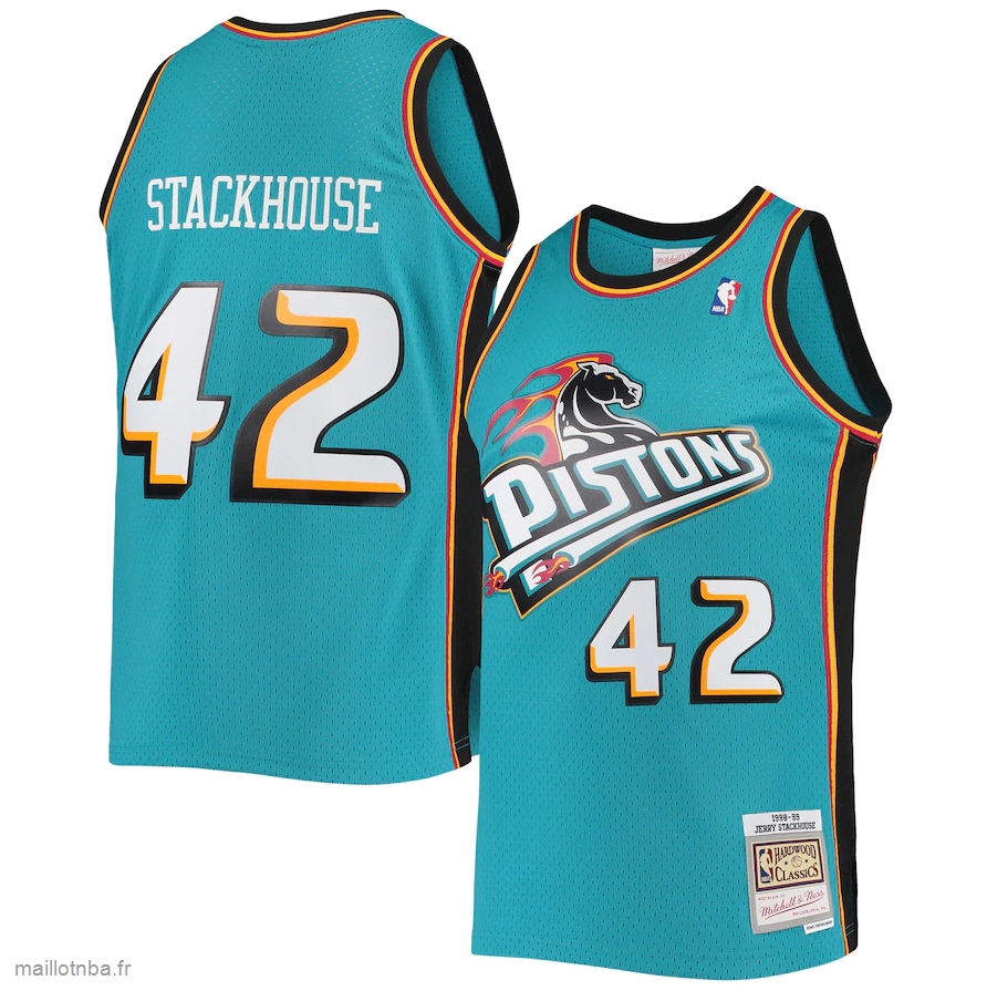 Maillot Detroit Pistons Jerry Stackhouse Mitchell & Ness Teal 1998-99 Hardwood Classics Swingman Jersey